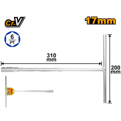 Торцевой ключ 17 мм с Т-образной ручкой INGCO HTSW1708 INDUSTRIAL