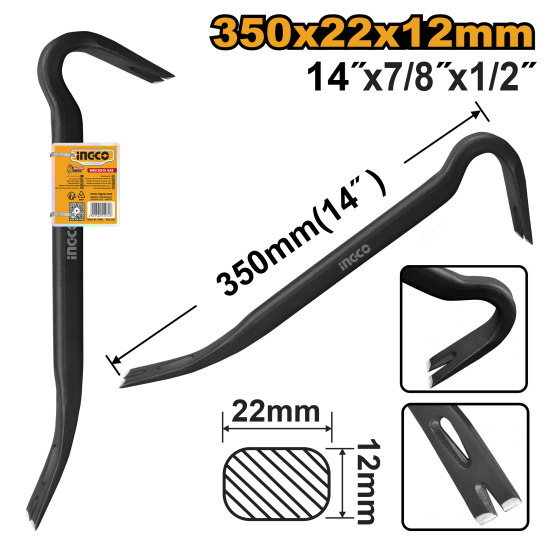 Лом-гвоздодер 350 мм (6) INGCO HWBA01142 INDUSTRIAL Лом-гвоздодер 350 мм (6) INGCO HWBA01142 INDUSTRIAL