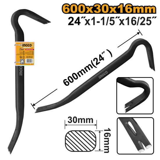 Лом-гвоздодер 600 мм (6) INGCO HWBA01242 INDUSTRIAL Лом-гвоздодер 600 мм (6) INGCO HWBA01242 INDUSTRIAL