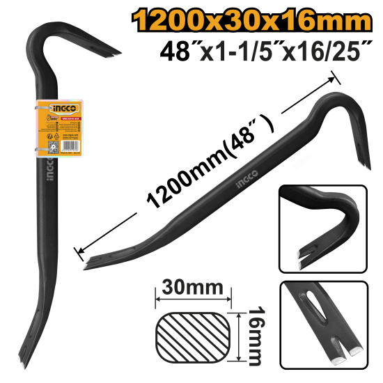 Лом-гвоздодер 1200 мм INGCO HWBA01482 INDUSTRIAL Лом-гвоздодер 1200 мм INGCO HWBA01482 INDUSTRIAL
