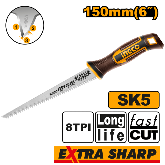 Ножовка по гипсокартону 150 мм (6/60) INGCO HWBSW1506 INDUSTRIAL