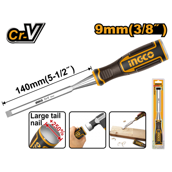 Стамеска 9 мм INGCO HWC0809 INDUSTRIAL Стамеска 9 мм INGCO HWC0809 INDUSTRIAL