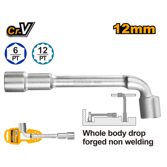 Торцевой L-образный ключ 12 мм INGCO HWL1208 INDUSTRIAL Торцевой L-образный ключ 12 мм INGCO HWL1208 INDUSTRIAL