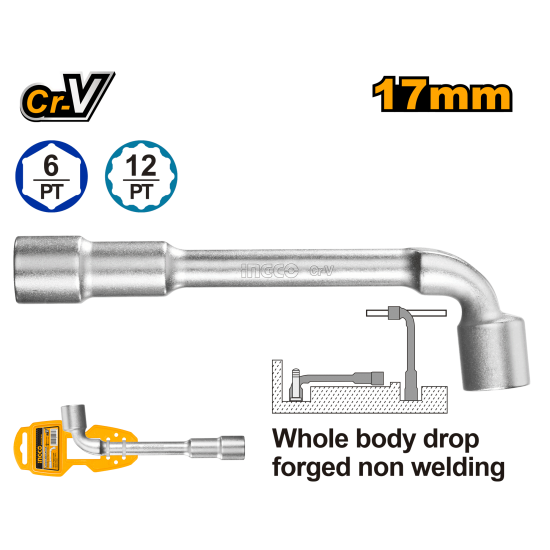 Торцевой L-образный ключ 17 мм INGCO HWL1708 INDUSTRIAL Торцевой L-образный ключ 17 мм INGCO HWL1708 INDUSTRIAL