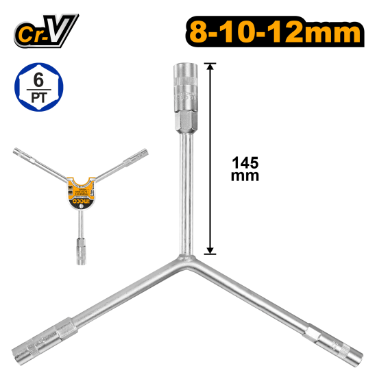 Ключ торцевой Y-образный 8-10-12 мм INGCO HYSW081012 INDUSTRIAL