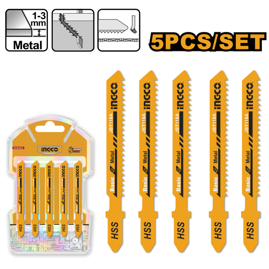 Полотна по металлу для электролобзика 5 шт INGCO JBT118A