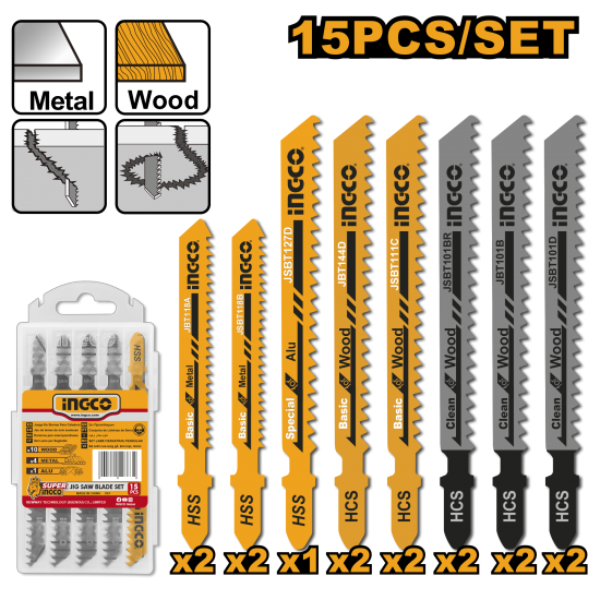 Набор пильных полотен для электролобзика (20/80) INGCO JBT1501 Набор пильных полотен для электролобзика (20/80) INGCO JBT1501