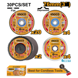 Набор дисков по металлу 76 мм 30 шт (10/20) INGCO MCD07630 Набор дисков по металлу 76 мм 30 шт (10/20) INGCO MCD07630
