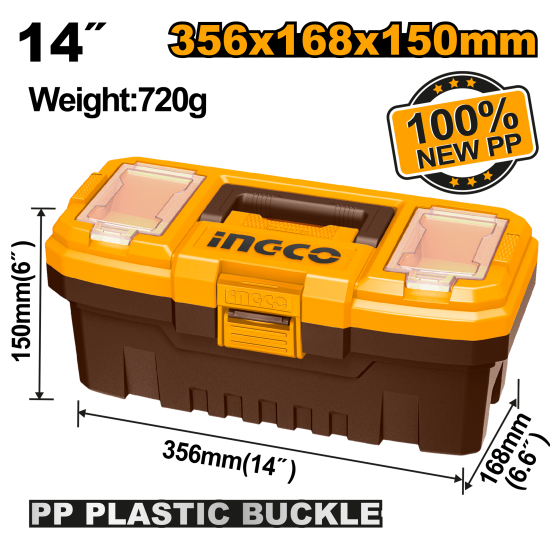 Пластиковый ящик для инструмента 168х356х150 мм INGCO PBX1401 Пластиковый ящик для инструмента 168х356х150 мм INGCO PBX1401