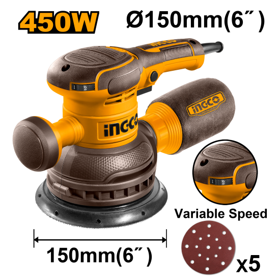 Эксцентриковая шлифовальная машина 450 Вт, 150 мм (6) INGCO RS4516 INDUSTRIAL Эксцентриковая шлифовальная машина 450 Вт, 150 мм (6) INGCO RS4516 INDUSTRIAL