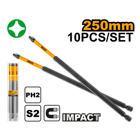 Набор ударных бит PH2 10 шт INGCO SDBIM11PH2103 INDUSTRIAL Набор ударных бит PH2 10 шт INGCO SDBIM11PH2103 INDUSTRIAL
