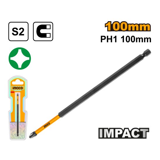 Ударная бита PH1х100 мм (300/600) INGCO SDBIM71PH1100 INDUSTRIAL