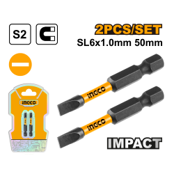 Ударная бита SL6х50 мм 2 шт (200/400) INGCO SDBIM71SL650 INDUSTRIAL Ударная бита SL6х50 мм 2 шт (200/400) INGCO SDBIM71SL650 INDUSTRIAL