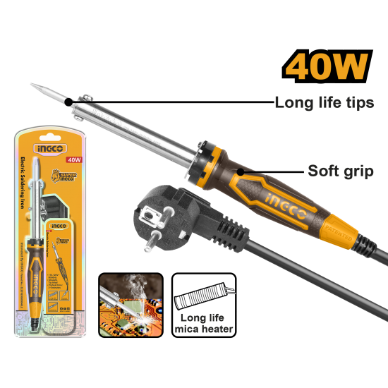 Паяльник электрический 40Вт INGCO SI0248 INDUSTRIAL Паяльник электрический 40Вт INGCO SI0248 INDUSTRIAL
