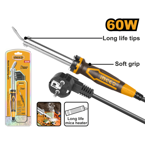 Паяльник электрический 60Вт INGCO SI0368 INDUSTRIAL Паяльник электрический 60Вт INGCO SI0368 INDUSTRIAL