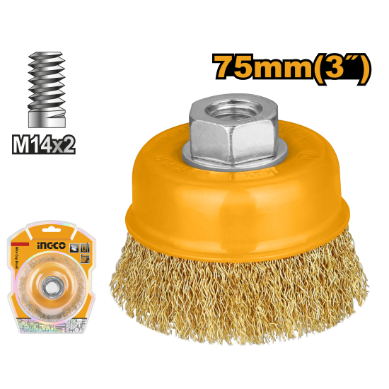 Проволочная щетка с гайкой 75 мм (10/80) INGCO WB10751