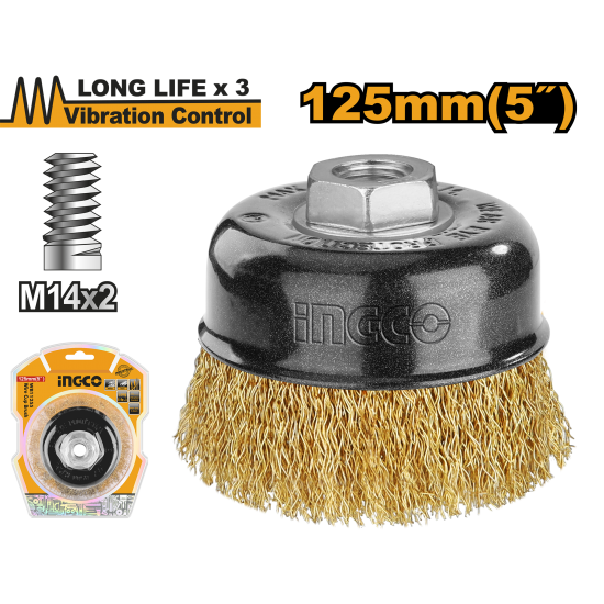 Щетка-крацевка с гайкой 125 мм (6/24) INGCO WB11255 INDUSTRIAL Щетка-крацевка с гайкой 125 мм (6/24) INGCO WB11255 INDUSTRIAL