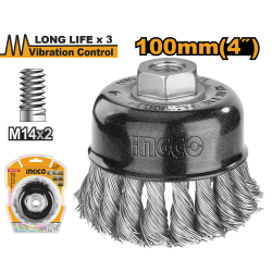 Проволочная щетка с гайкой 100 мм INGCO WB21005 INDUSTRIAL Проволочная щетка с гайкой 100 мм INGCO WB21005 INDUSTRIAL