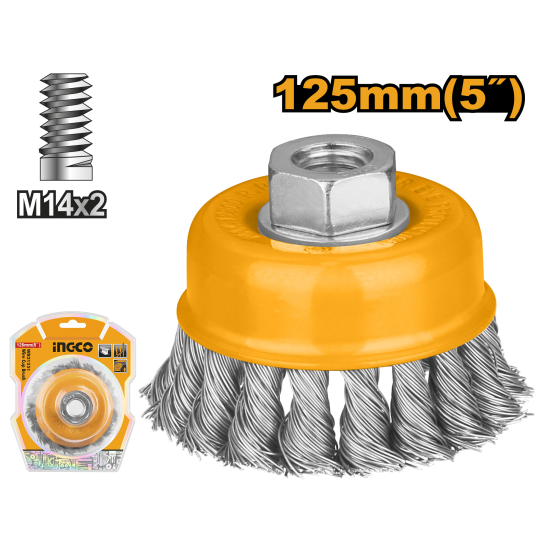 Проволочная щетка с гайкой 125 мм (6/24) INGCO WB21251